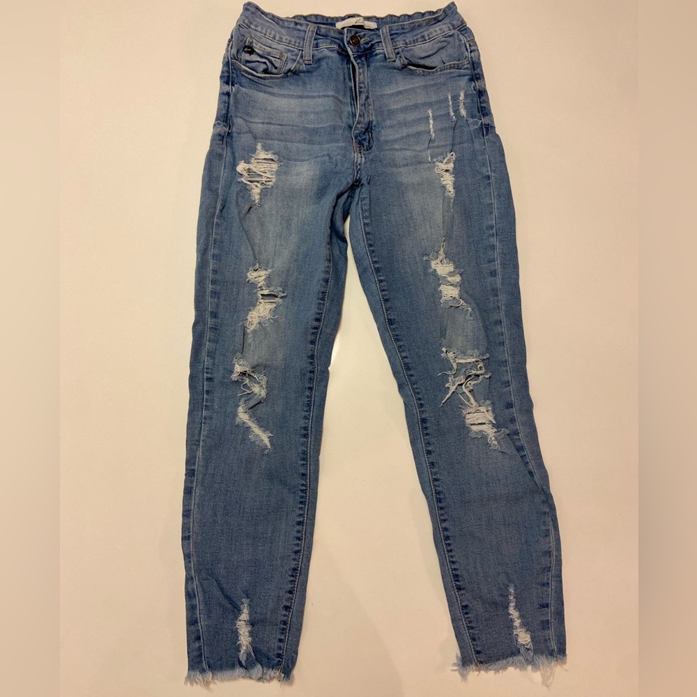 KanCan Distressed Blue Ripped Stretchy Women's Skinny Jeans size 28